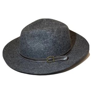 Steve Madden Womens Felted 100% Wool Wide Brim Fedora Charcoal Gray Hat One Size